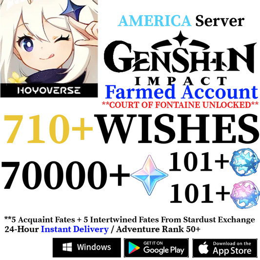 [AMERICA] [INSTANT] 70000+ Primogems Fates Genshin Impact Reroll Account