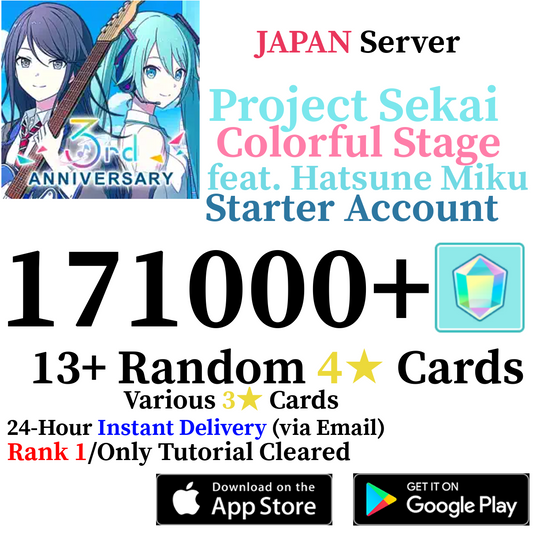[JP] [INSTANT] 171,000+ Gems Project Sekai Colorful Stage ft. Hatsune Miku PJSekai Starter Account