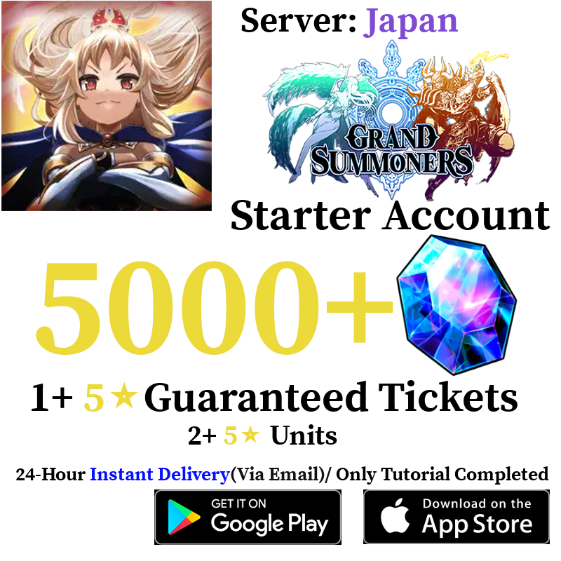JP] [INSTANT] 5000+ Crystals Grand Summoners Starter Reroll Fresh