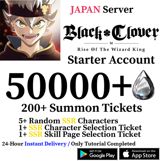 [JP] [INSTANT] 40000+ Crystals, 200+ Summon Tickets | Black Clover M Rise of the Wizard King Reroll Account