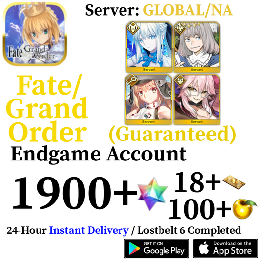 [ENGLISH/GLOBAL/NA][INSTANT] Morgan + Vitch + Oberon + 1800+ SQ Fate Grand Order FGO Endgame Reroll Account