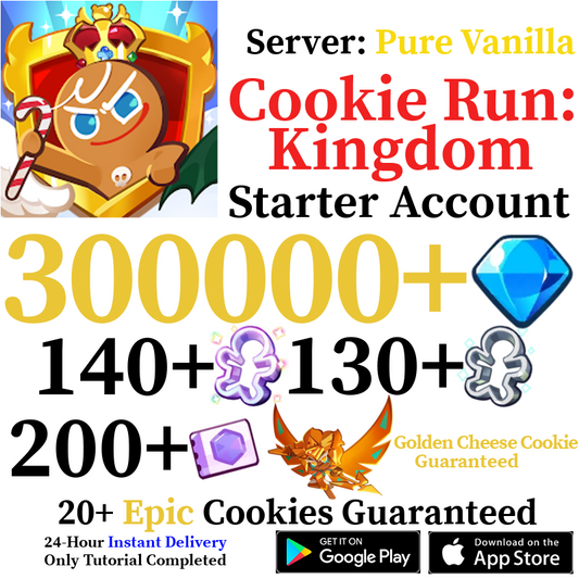 [GLOBAL/Hollyberry][INSTANT] 300,000+ Gems + Golden Cheese Cookie | Cookie Run: Kingdom Starter Reroll Account