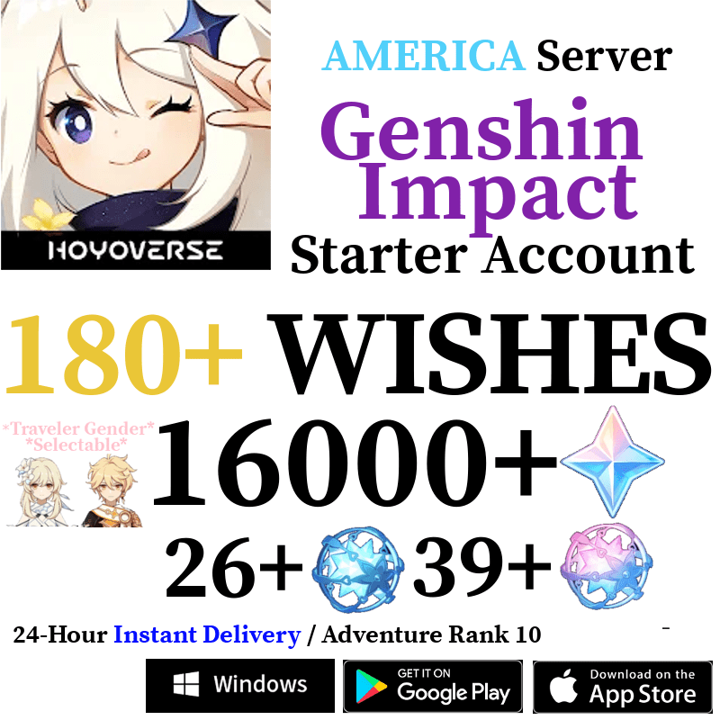 [AMERICA] [INSTANT] 16000+ Primogems Fates Genshin Impact Reroll Account AR10 - Skye1204 Gaming Shop