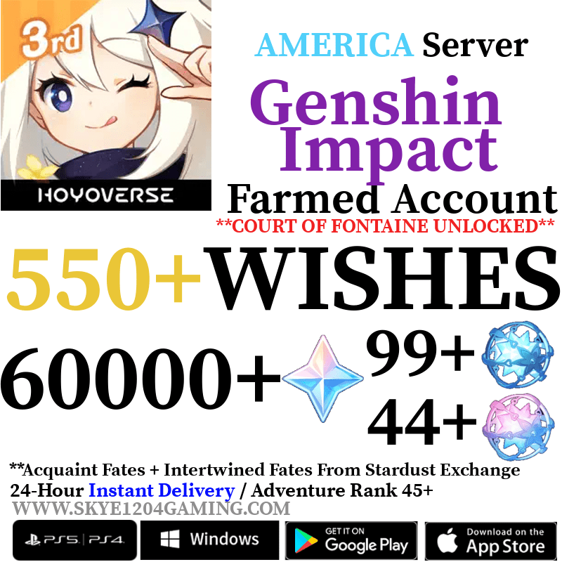 [AMERICA] [INSTANT] 60000+ Primogems Fates Genshin Impact Reroll Account - Skye1204 Gaming Shop