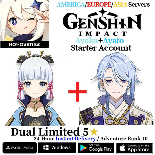 [AMERICA/EUROPE/ASIA] Ayato + Ayaka Genshin Impact Starter Account AR10 - Skye1204 Gaming Shop