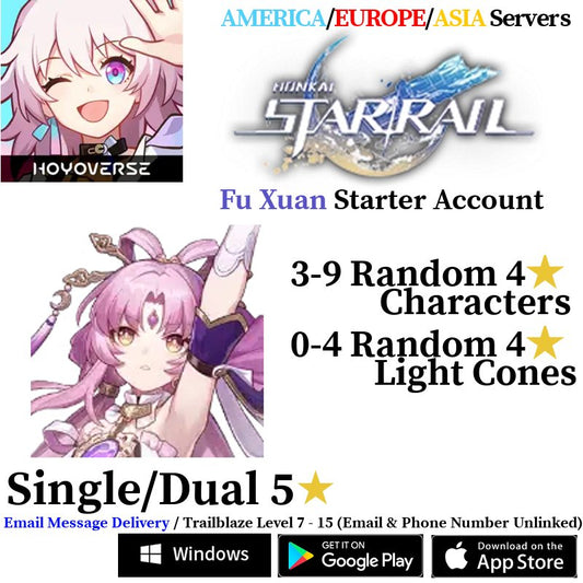 [AMERICA/EUROPE/ASIA] Fu Xuan Honkai: Star Rail Starter Fresh Account - Skye1204 Gaming Shop