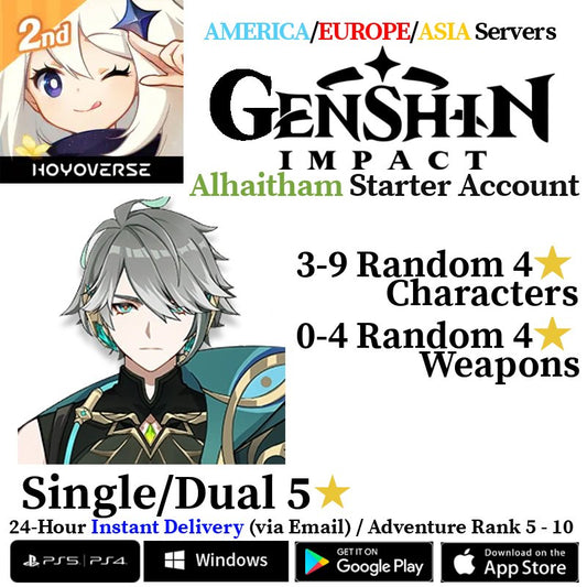 [AMERICA/EUROPE/ASIA] [INSTANT] Alhaitham Genshin Impact Fresh Starter Account AR10 - Skye1204 Gaming Shop