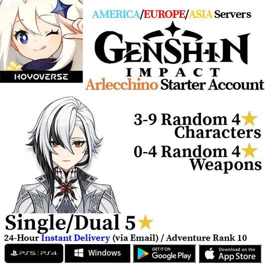 [AMERICA/EUROPE/ASIA] [INSTANT] Arlecchino Genshin Impact Fresh Starter Account AR10 - Skye1204 Gaming Shop