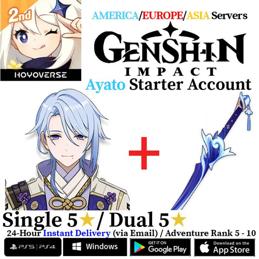 [AMERICA/EUROPE/ASIA] [INSTANT] Ayato + Haran Geppaku Futsu Genshin Impact Fresh Starter Account AR10 - Skye1204 Gaming Shop