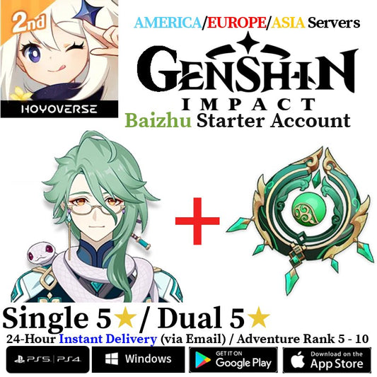 [AMERICA/EUROPE/ASIA] [INSTANT] Baizhu + Jadefall's Splendor Genshin Impact Fresh Starter Account AR10 - Skye1204 Gaming Shop