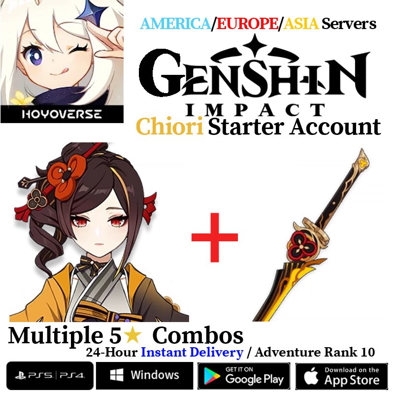 [AMERICA/EUROPE/ASIA] [INSTANT] Chiori + Uraku Misugiri Genshin Impact Fresh Starter Account AR10 - Skye1204 Gaming Shop