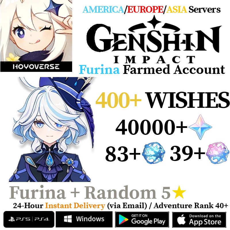 [AMERICA/EUROPE/ASIA] [INSTANT] Furina Genshin Impact Primogems Fates Reroll Account - Skye1204 Gaming Shop