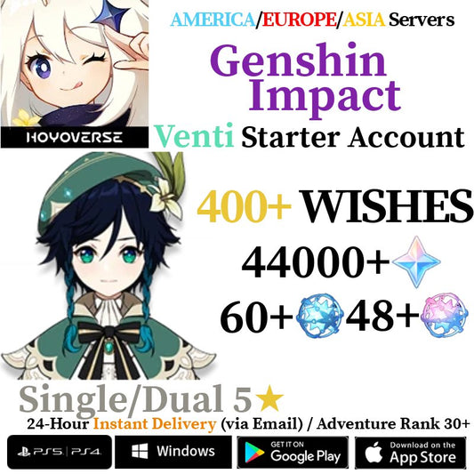 [AMERICA/EUROPE/ASIA] [INSTANT] Venti Genshin Impact Primogems Fates Reroll Account - Skye1204 Gaming Shop