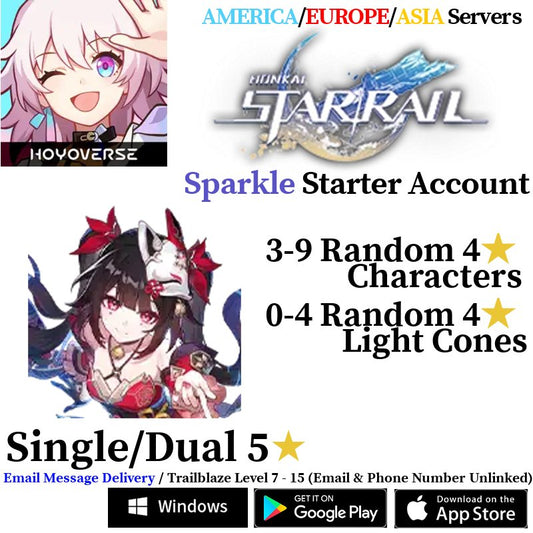 [AMERICA/EUROPE/ASIA] Sparkle Honkai: Star Rail Starter Fresh Account - Skye1204 Gaming Shop