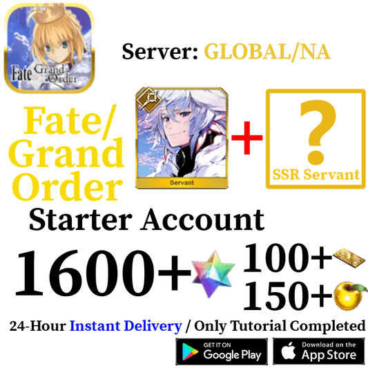 [ENGLISH/GLOBAL/NA][INSTANT] Merlin + 1600+ SQ Fate Grand Order FGO Lv. 1 Starter Reroll Account - Skye1204 Gaming Shop