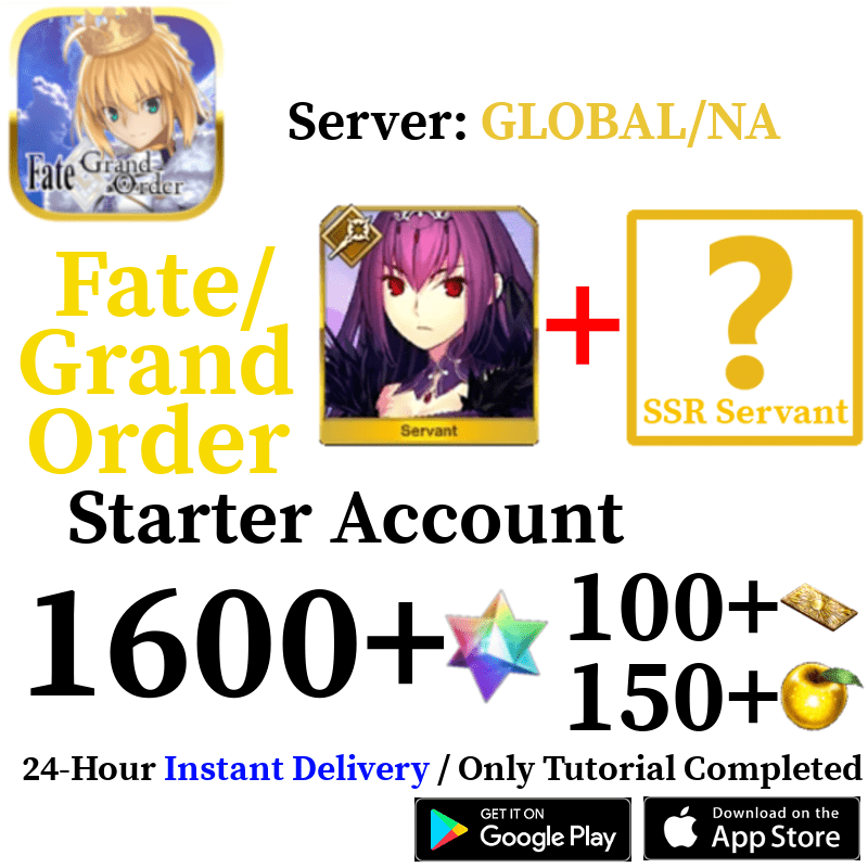 [ENGLISH/GLOBAL/NA][INSTANT] Skadi + Random 5⭐ + 1600+ SQ Fate Grand Order FGO Lv. 1 Starter Reroll Account - Skye1204 Gaming Shop
