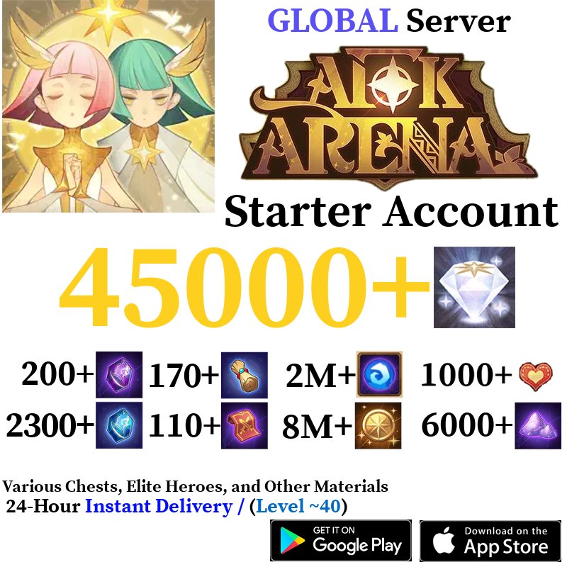 [GLOBAL] 45000 - 80000+ Diamonds AFK Arena Starter Reroll Account - Skye1204 Gaming Shop