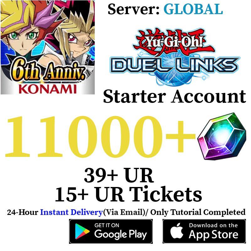 [GLOBAL] [INSTANT] 11000+ Gems Yu-Gi-Oh! Duel Links Starter Reroll Account - Skye1204 Gaming Shop
