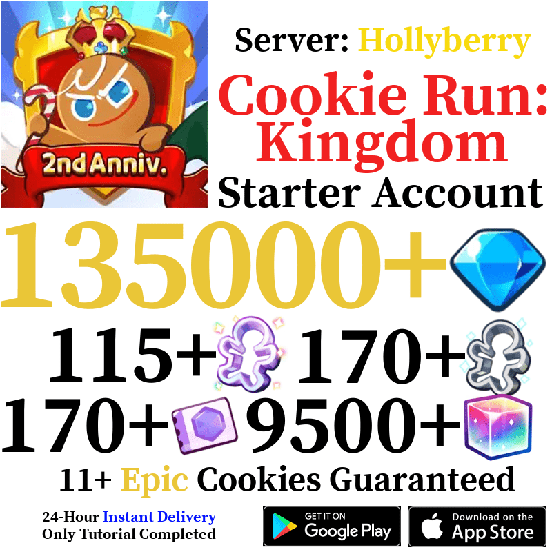[GLOBAL/Hollyberry] 135,000+ Gems | Cookie Run: Kingdom Starter Account - Skye1204 Gaming Shop