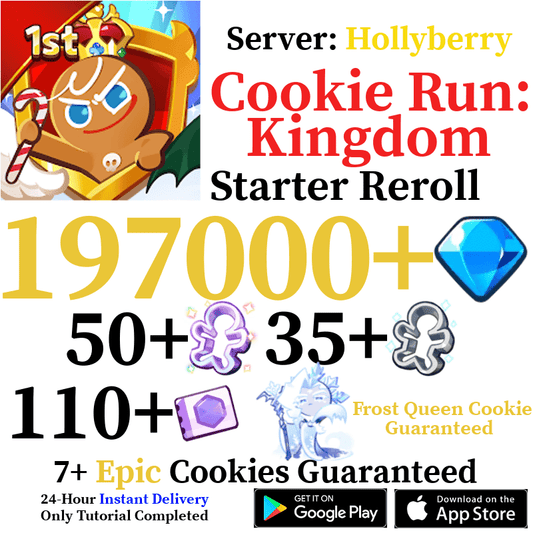 [GLOBAL/Hollyberry] 197,000+ Gems Cookie Run: Kingdom Starter Reroll - Skye1204 Gaming Shop