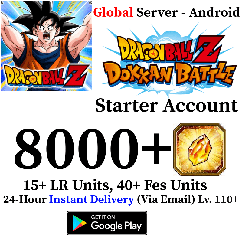 [GLOBAL][INSTANT] 8000+ Dragon Stones DRAGON BALL Z DOKKAN BATTLE Farmed Starter Account - Skye1204 Gaming Shop