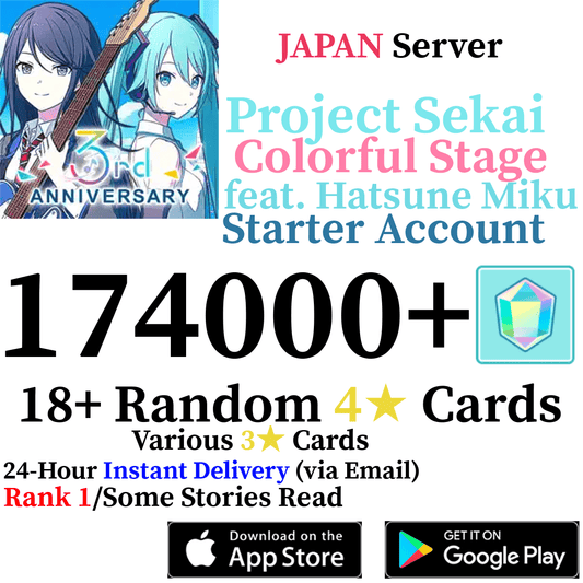 [JP] [INSTANT] 174000+ Gems Project Sekai Colorful Stage ft. Hatsune Miku PJSekai Reroll Account - Skye1204 Gaming Shop