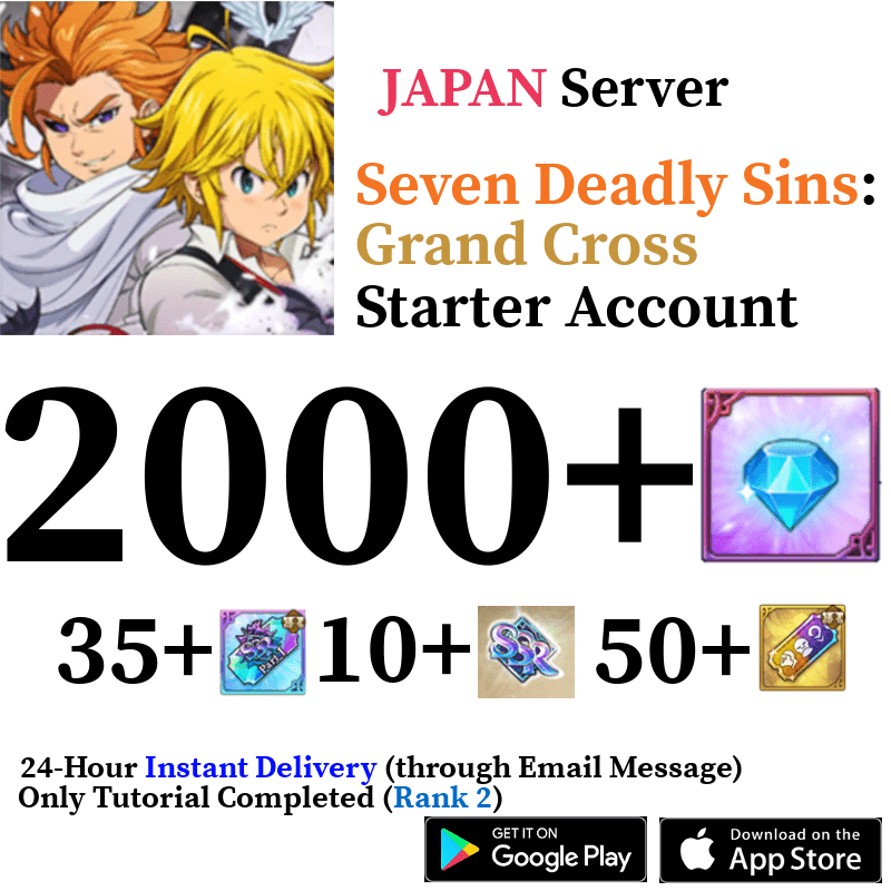 [JP] [INSTANT] 2000+ Diamonds | Seven Deadly Sins 7DS Grand Cross Starter Reroll Account - Skye1204 Gaming Shop