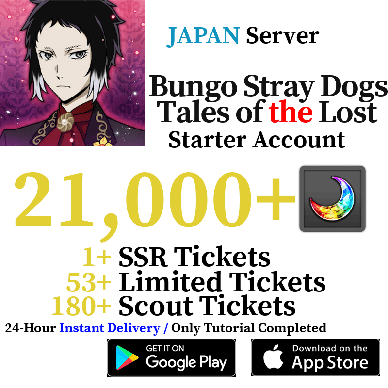 [JP] [INSTANT] 21000+ Gems Bungo Stray Dogs: Tales of the Lost Starter Reroll Account - Skye1204 Gaming Shop