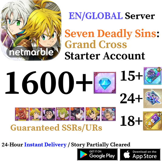 [GLOBAL] [INSTANT] 1600+ Diamonds Seven Deadly Sins 7DS Grand Cross Starter Reroll Account