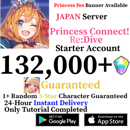 [JP] [INSTANT] 132,000+ Gems | Princess Connect Re:Dive Starter Reroll Account