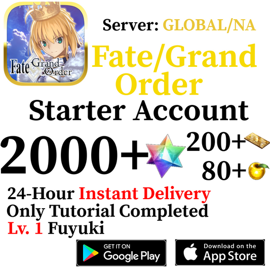 [ENGLISH/GLOBAL/NA][INSTANT] 2000+ SQ Fate Grand Order FGO Lv. 1 Starter Reroll Account