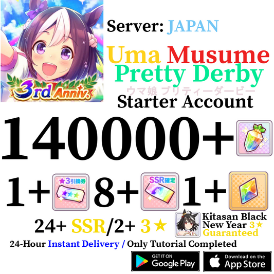 [JP] (BUY 2 GET 3) INSTANT 140000+ Gems + 3⭐KItasan Black New Year | Uma Musume Pretty Derby Starter Reroll Account