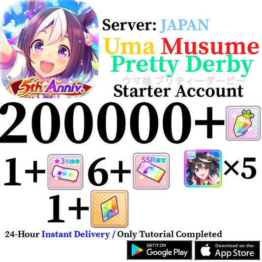 [JP] [INSTANT] 200000+ Gems + X5 Kitasan Black SSR Uma Musume Pretty Derby Starter Account