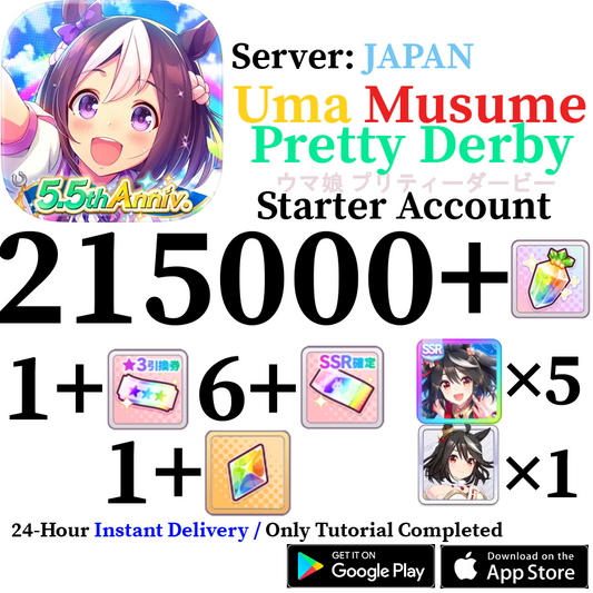 [JP] [INSTANT] 215000+ Gems + X5 Kitasan Black SSR Uma Musume Pretty Derby Starter Account