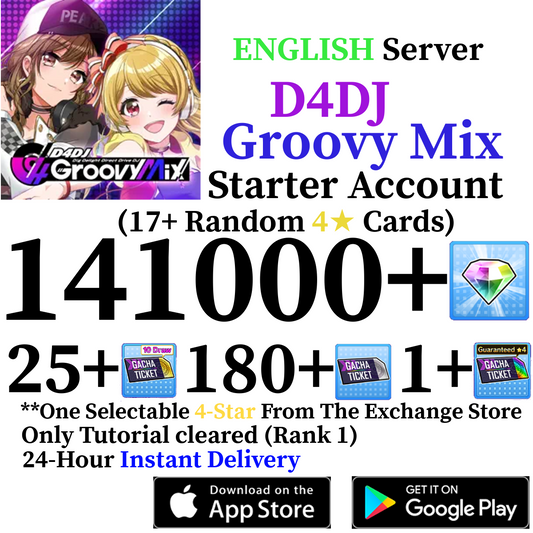 [EN] [INSTANT] 80000 - 141000+ Gems + 4* | D4DJ Groovy Mix Starter Reroll Account