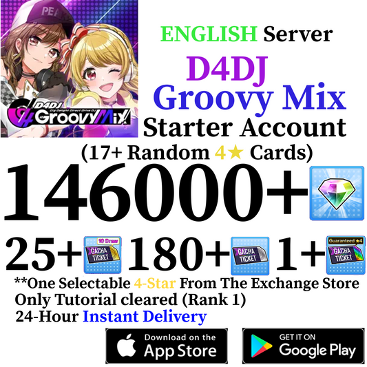 [EN] [INSTANT] 80000 - 146000+ Gems + 4* | D4DJ Groovy Mix Starter Reroll Account