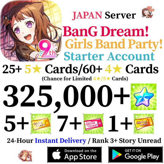 [JP] [INSTANT] 325000+ Stars BanG Dream Girls Band Party Bandori Starter Reroll Account