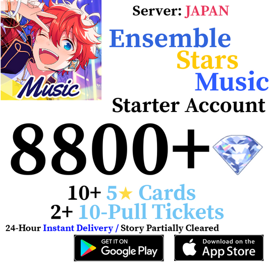 [JP] [INSTANT] 8800+ Gems | Ensemble Stars Music Enstars Reroll Fresh Starter Account