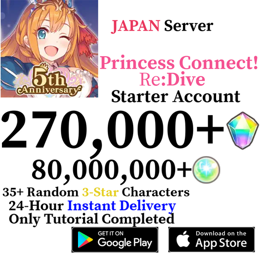 [JP] [INSTANT] 270,000+ Gems | Princess Connect Re:Dive Starter Reroll Account
