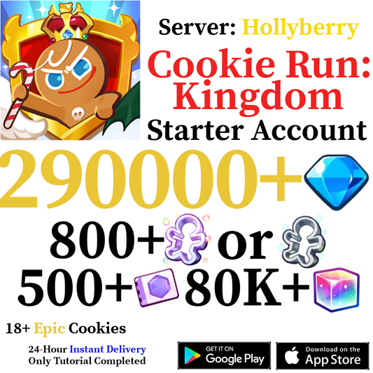 [GLOBAL/Hollyberry] 290,000+ Gems | Cookie Run: Kingdom Starter Account