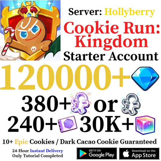 [GLOBAL/Hollyberry] 120,000+ Gems | Cookie Run: Kingdom Starter Account