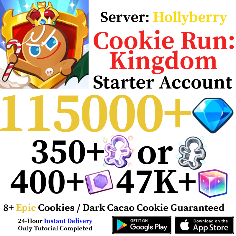 [GLOBAL/Hollyberry] 115,000+ Gems | Cookie Run: Kingdom Starter Account