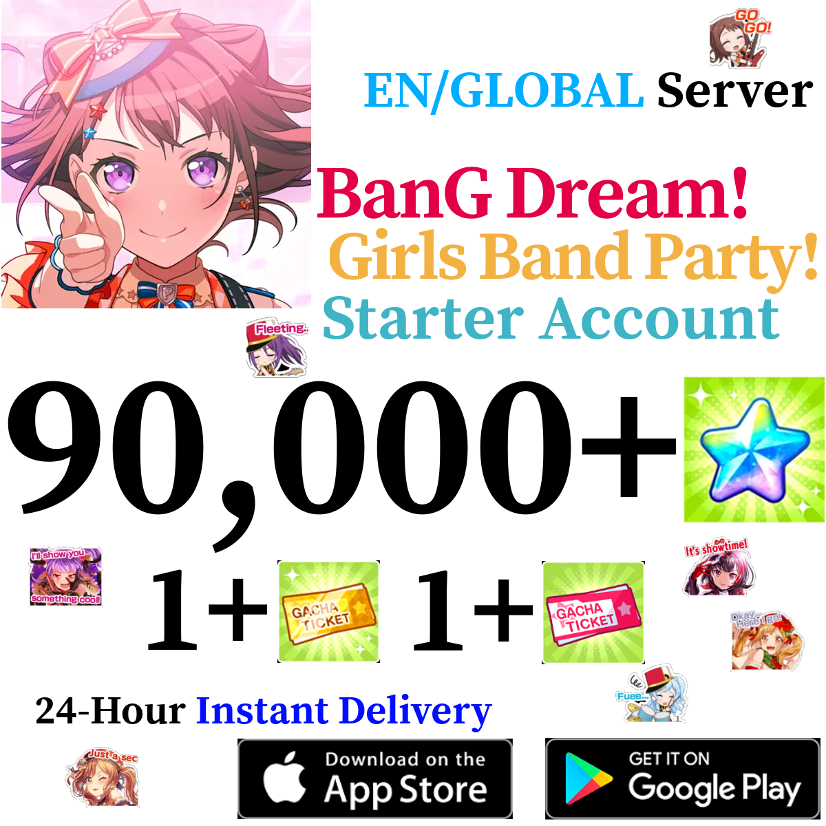 [GLOBAL/EN] [INSTANT] 90000+ Stars BanG Dream Girls Band Party Bandori Starter Reroll Account