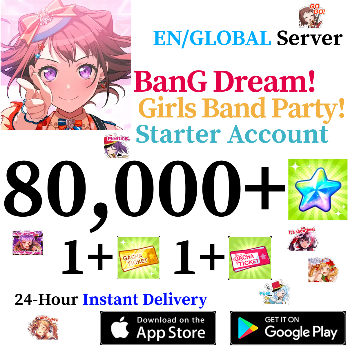 [GLOBAL/EN] [INSTANT] 80000+ Stars BanG Dream Girls Band Party Bandori Starter Reroll Account