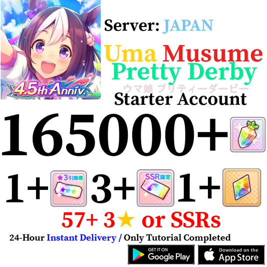 [JP] INSTANT 165000+ Gems | Uma Musume Pretty Derby Starter Reroll Account