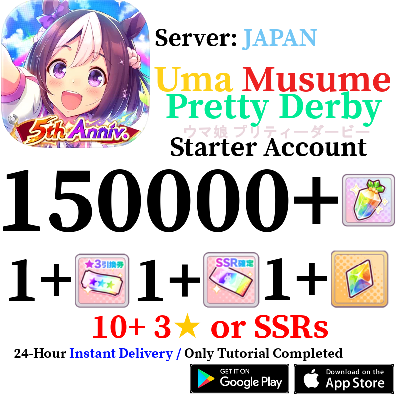 [JP] INSTANT 150000+ Gems | Uma Musume Pretty Derby Starter Reroll Account
