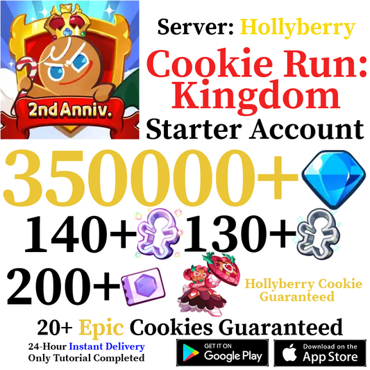 [GLOBAL/Hollyberry] Hollyberry Cookie + 350,000+ Gems Cookie Run: Kingdom Starter Account