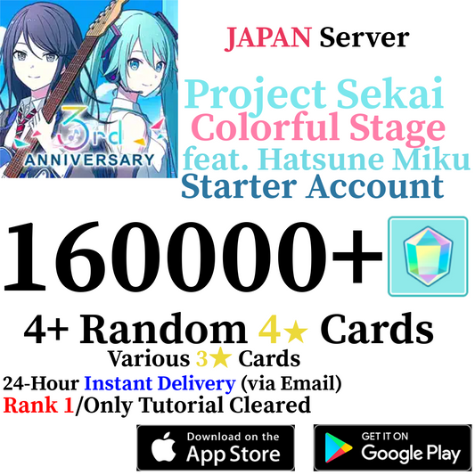 [JP] [INSTANT] 160000+ Gems Project Sekai Colorful Stage ft. Hatsune Miku PJSekai Reroll Account