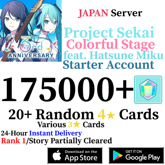 [JP] [INSTANT] 175,000+ Gems Project Sekai Colorful Stage ft. Hatsune Miku PJSekai Starter Account