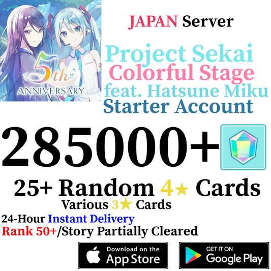 [JP] [INSTANT] 285,000+ Gems Project Sekai Colorful Stage ft. Hatsune Miku PJSekai Starter Account